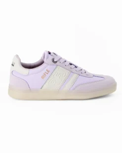 RIFLE - Sneakers lilla da donna con patch posteriore e bande laterali beige