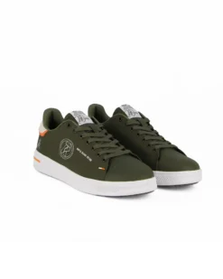 RIFLE - Sneaker verde in tela con patch beige