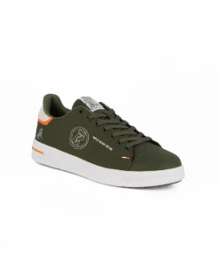 RIFLE - Sneaker verde in tela con patch beige