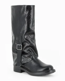 RIFLE - Stivale nero con risvolto e zip laterale, tacco 3,5CM