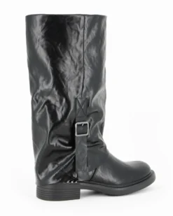 RIFLE - Stivale nero con risvolto e zip laterale, tacco 3,5CM