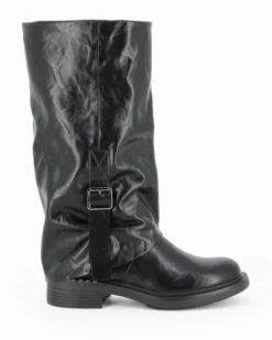 RIFLE - Stivale nero con risvolto e zip laterale, tacco 3,5CM