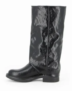 RIFLE - Stivale nero con risvolto e zip laterale, tacco 3,5CM