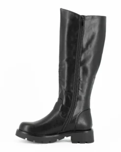 RIFLE - Stivale nero con zip laterale e fibbie, tacco 4CM