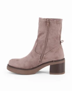 RIFLE - Stivaletto beige scamosciato con zip laterale, tacco 6CM