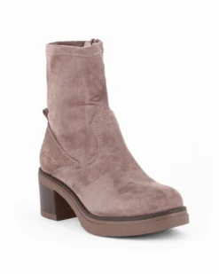 RIFLE - Stivaletto beige scamosciato con zip laterale, tacco 6CM