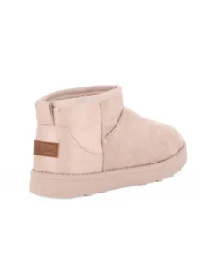RIFLE - Stivaletto beige scamosciato con pelliccia interna