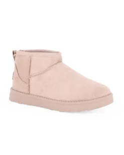 RIFLE - Stivaletto beige scamosciato con pelliccia interna