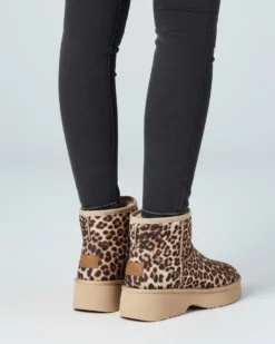 RIFLE - Stivaletto leopardato da donna con pelliccia interna
