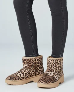 RIFLE - Stivaletto leopardato da donna con pelliccia interna