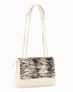 RIFLE - Tracolla beige con dettaglio cinturini sulla patta animalier
