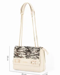 RIFLE - Tracolla beige con dettaglio cinturini sulla patta animalier