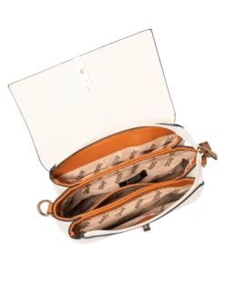 RIFLE - Tracolla beige con tre scomparti interni, tasca poteriore e patta con chiusura a girello