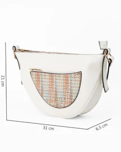 RIFLE - Tracolla mezzaluna bianca con tasca frontale multicolor effetto intreccio