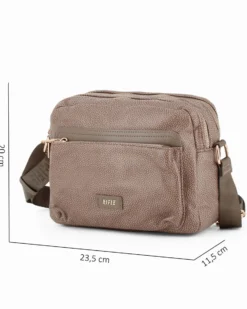 RIFLE - Tracolla taupe con due scomparti principali e tascone frontale