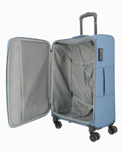 RIFLE - TROLLEY BLU IN TESSUTO CON DOPPIA TASCA FRONTALE, COMBINAZIONE TSA E 4 RUOTE