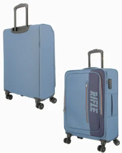 RIFLE - TROLLEY BLU IN TESSUTO CON DOPPIA TASCA FRONTALE, COMBINAZIONE TSA E 4 RUOTE