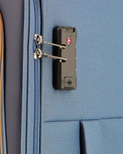 RIFLE - TROLLEY BLU IN TESSUTO CON DOPPIA TASCA FRONTALE, COMBINAZIONE TSA E 4 RUOTE