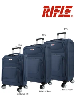 RIFLE - TROLLEY BLU IN TESSUTO CON DOPPIA TASCA FRONTALE E 4 RUOTE