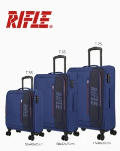 RIFLE - TROLLEY BLU SCURO IN TESSUTO CON DOPPIA TASCA FRONTALE, COMBINAZIONE TSA E 4 RUOTE