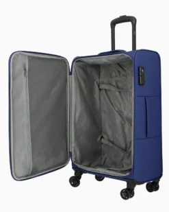RIFLE - TROLLEY BLU SCURO IN TESSUTO CON DOPPIA TASCA FRONTALE, COMBINAZIONE TSA E 4 RUOTE