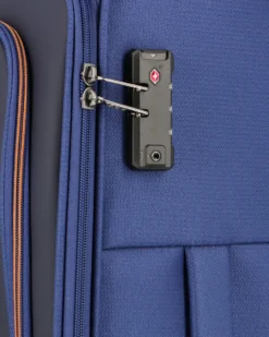 RIFLE - TROLLEY BLU SCURO IN TESSUTO CON DOPPIA TASCA FRONTALE, COMBINAZIONE TSA E 4 RUOTE