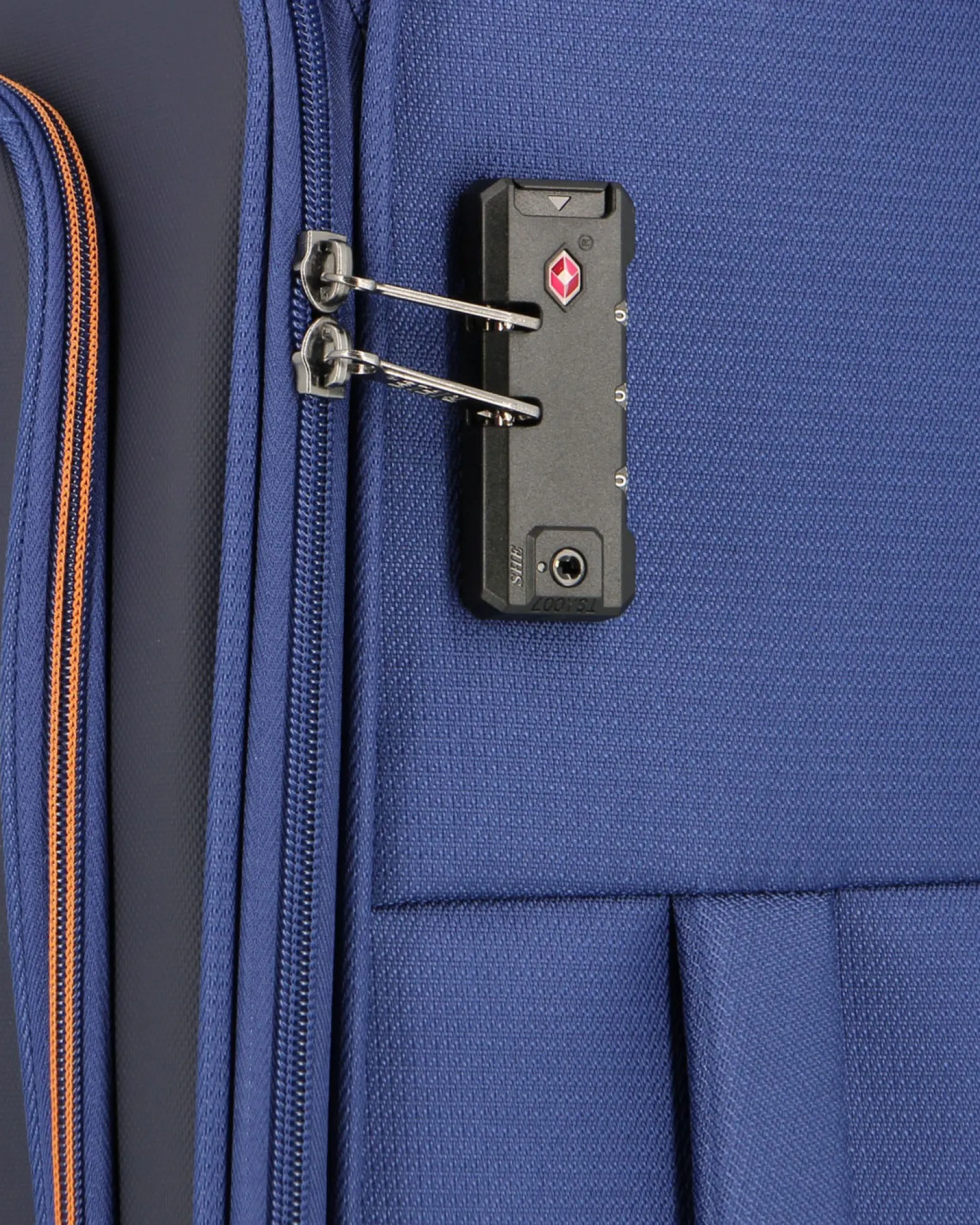 RIFLE - TROLLEY BLU SCURO IN TESSUTO CON DOPPIA TASCA FRONTALE, COMBINAZIONE TSA E 4 RUOTE
