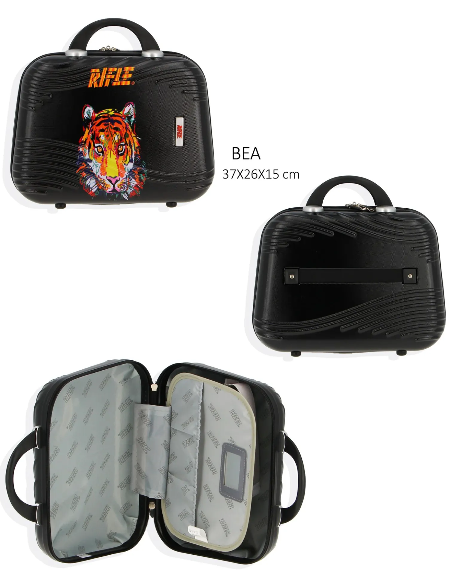 RIFLE - TROLLEY NERO CON TIGRE IN ABS