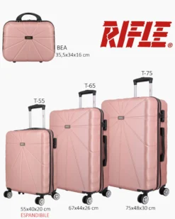 RIFLE - TROLLEY ROSE GOLD 4 RUOTE IN ABS CON COMBINAZIONE TSA