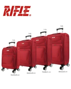 RIFLE - TROLLEY ROSSO IN TESSUTO CON DOPPIA TASCA FRONTALE  E 4 RUOTE