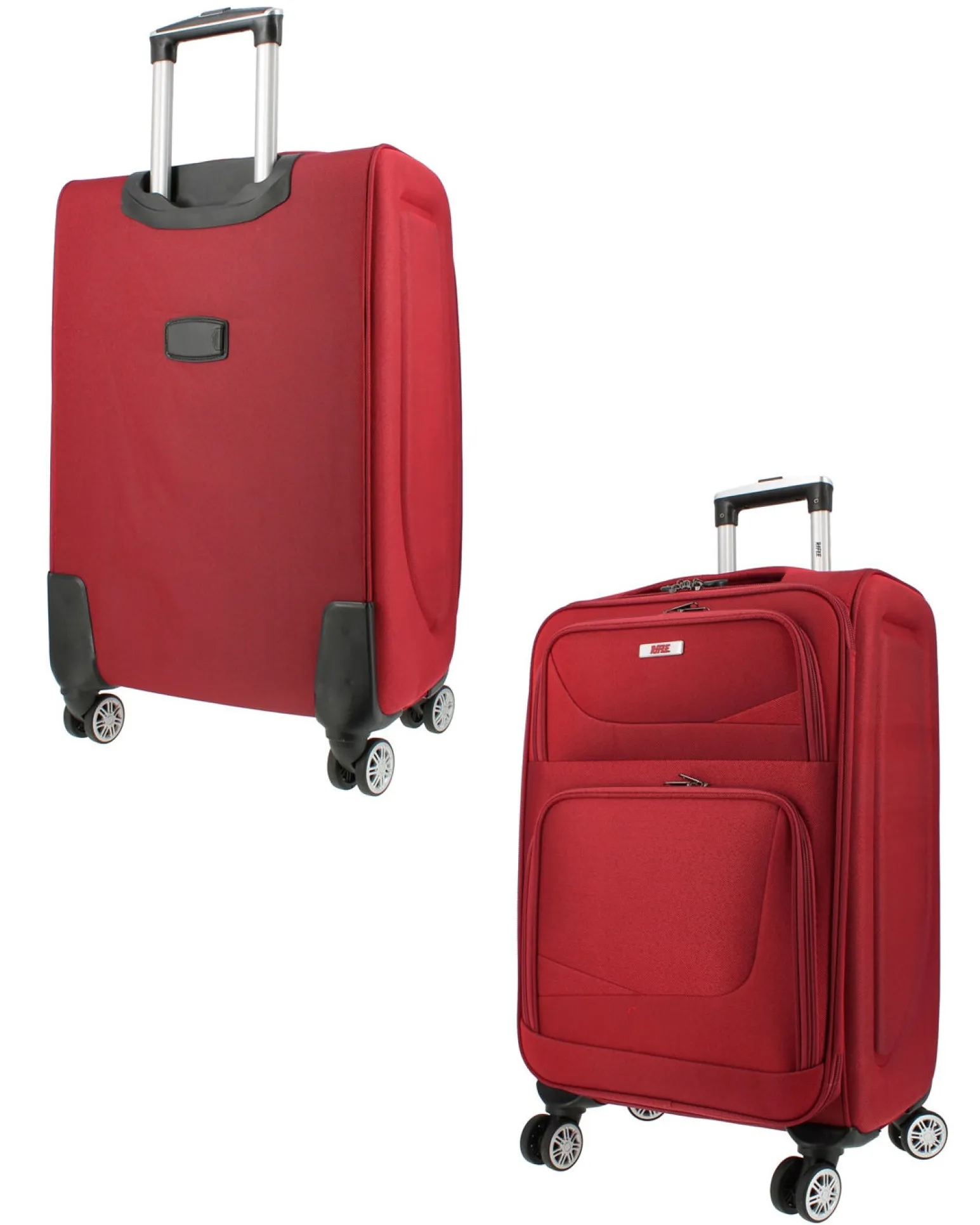 RIFLE - TROLLEY ROSSO IN TESSUTO CON DOPPIA TASCA FRONTALE E 4 RUOTE