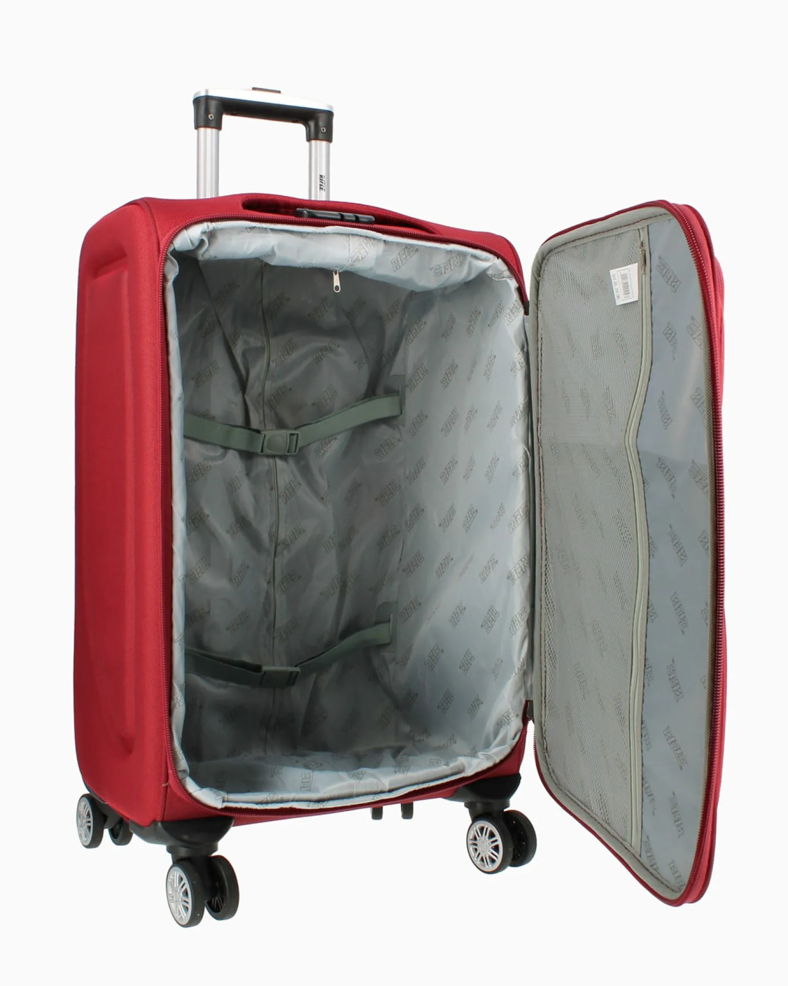 RIFLE - TROLLEY ROSSO IN TESSUTO CON DOPPIA TASCA FRONTALE E 4 RUOTE