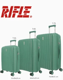 RIFLE - TROLLEY VERDE IN ABS 4 RUOTE CON COMBINAZIONE TSA