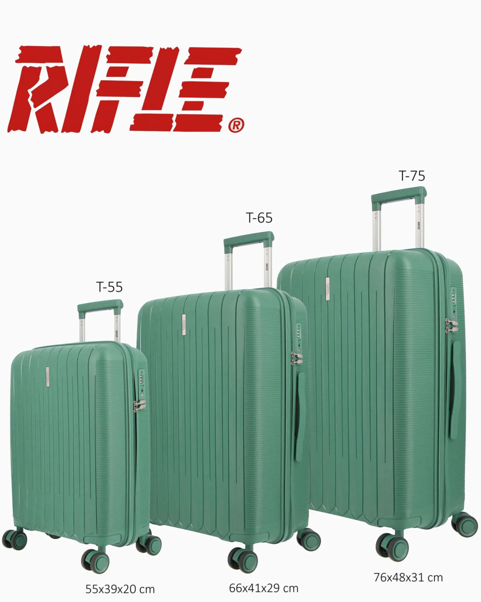 RIFLE - TROLLEY VERDE IN ABS 4 RUOTE CON COMBINAZIONE TSA