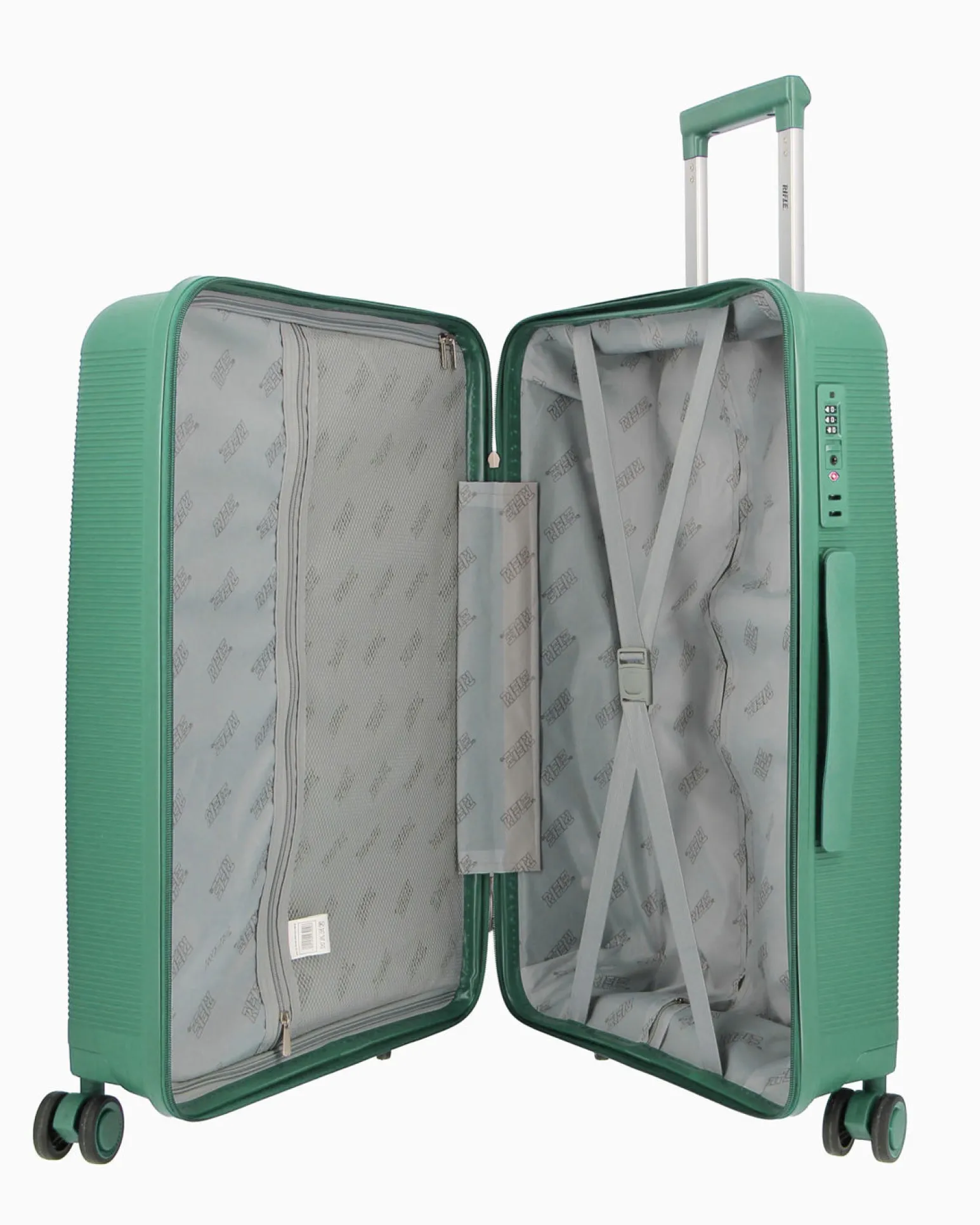 RIFLE - TROLLEY VERDE IN ABS 4 RUOTE CON COMBINAZIONE TSA
