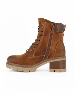 RIFLE - Tronchetto cognac con lacci e zip laterale, tacco 6CM