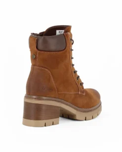 RIFLE - Tronchetto cognac con lacci e zip laterale, tacco 6CM
