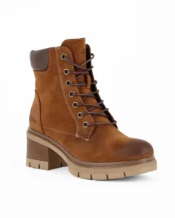 RIFLE - Tronchetto cognac con lacci e zip laterale, tacco 6CM