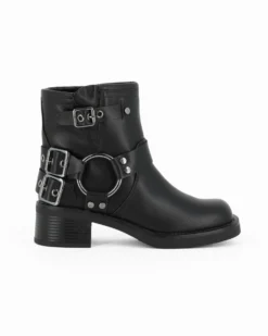 RIFLE - Tronchetto nero con fibbie e zip laterale, tacco 4,5CM