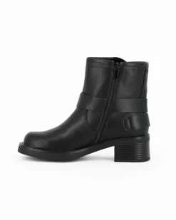 RIFLE - Tronchetto nero con fibbie e zip laterale, tacco 4,5CM
