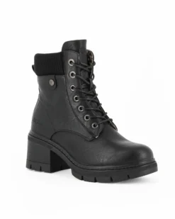 RIFLE - Tronchetto nero con lacci e zip laterale, tacco 6CM