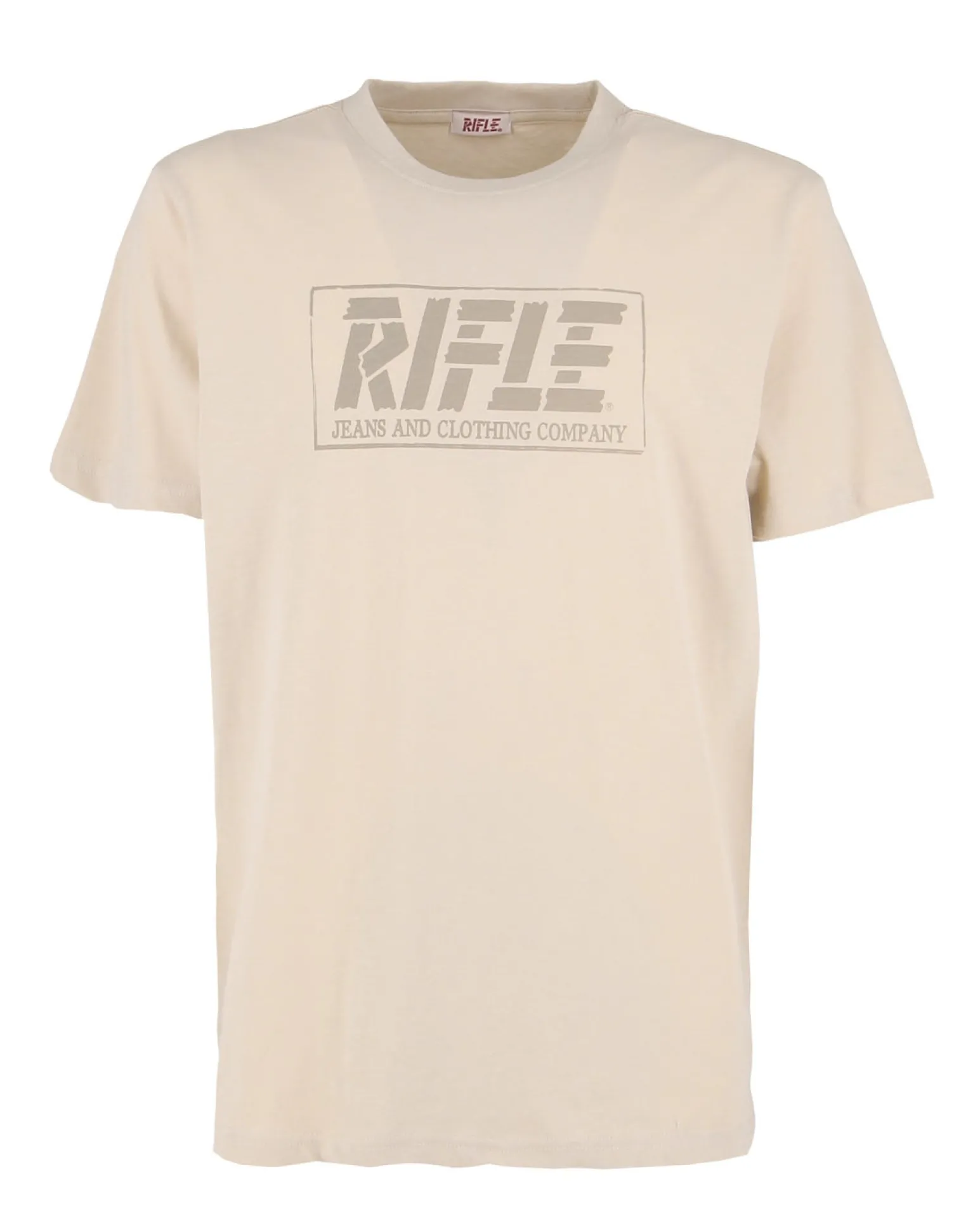 RIFLE - Tshirt manica corta beige in tessuto fiammata