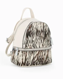 RIFLE - Zaino animalier beige con due scomparti principali e tasca frontale con zip orizzontale
