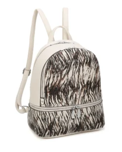 RIFLE - Zaino animalier beige con due scomparti principali e tasca frontale con zip orizzontale