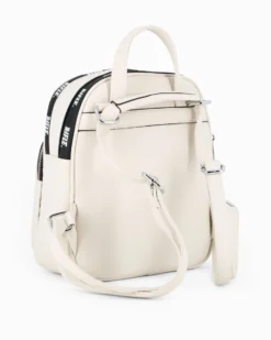 RIFLE - Zaino animalier beige con doppia cerniera loggata e tasca frontale