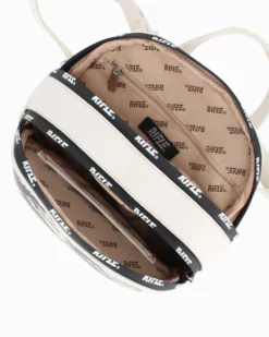 RIFLE - Zaino animalier beige con doppia cerniera loggata e tasca frontale