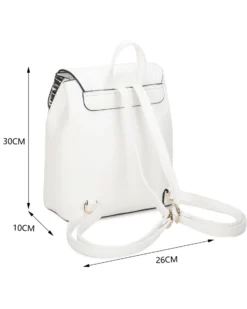 RIFLE - Zaino animalier bianco con doppia tasca frontale e patta