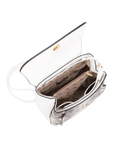 RIFLE - Zaino animalier bianco con doppia tasca frontale e patta