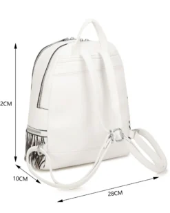 RIFLE - Zaino animalier bianco con due scomparti principali e tasca frontale con zip orizzontale