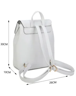 RIFLE - Zaino bianco con doppia tasca frontale e patta